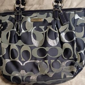 Coach Black and Gray Signature Tote